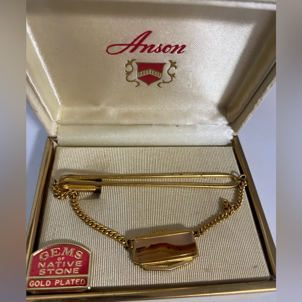Anson Gold Plated Tie Clip with Stone